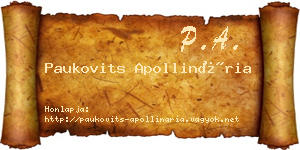 Paukovits Apollinária névjegykártya